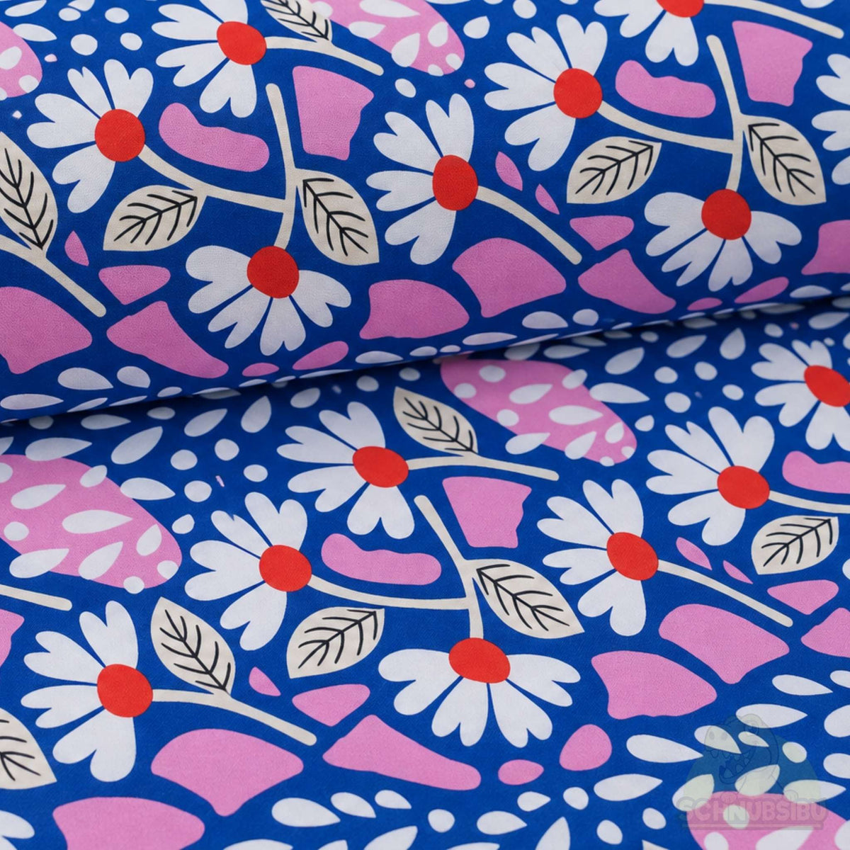Stoff Retro Flowers - Canvas