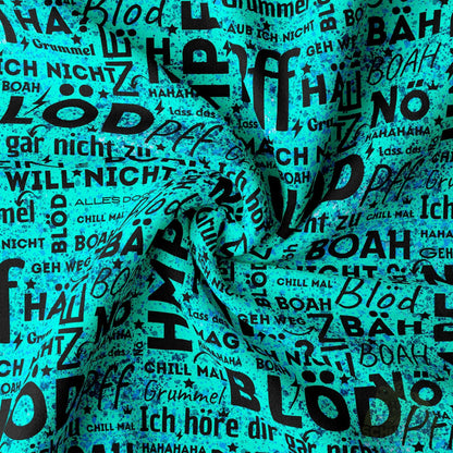 Vorbestellung Jersey Stoff „Nö türkis“ - frech, laut und einfach echt! | Schnubsibu OEKO-TEX® Standard 100