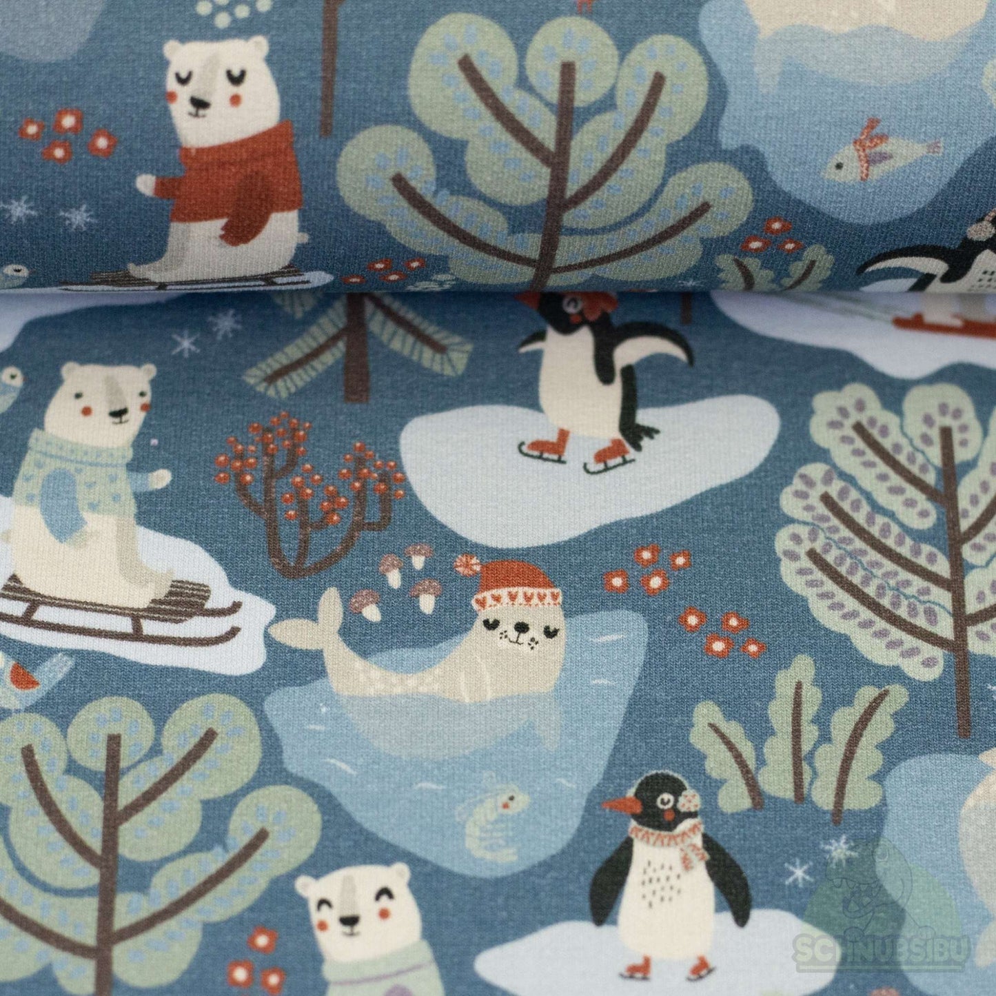Stoff Polar Playtime blau – French Terry