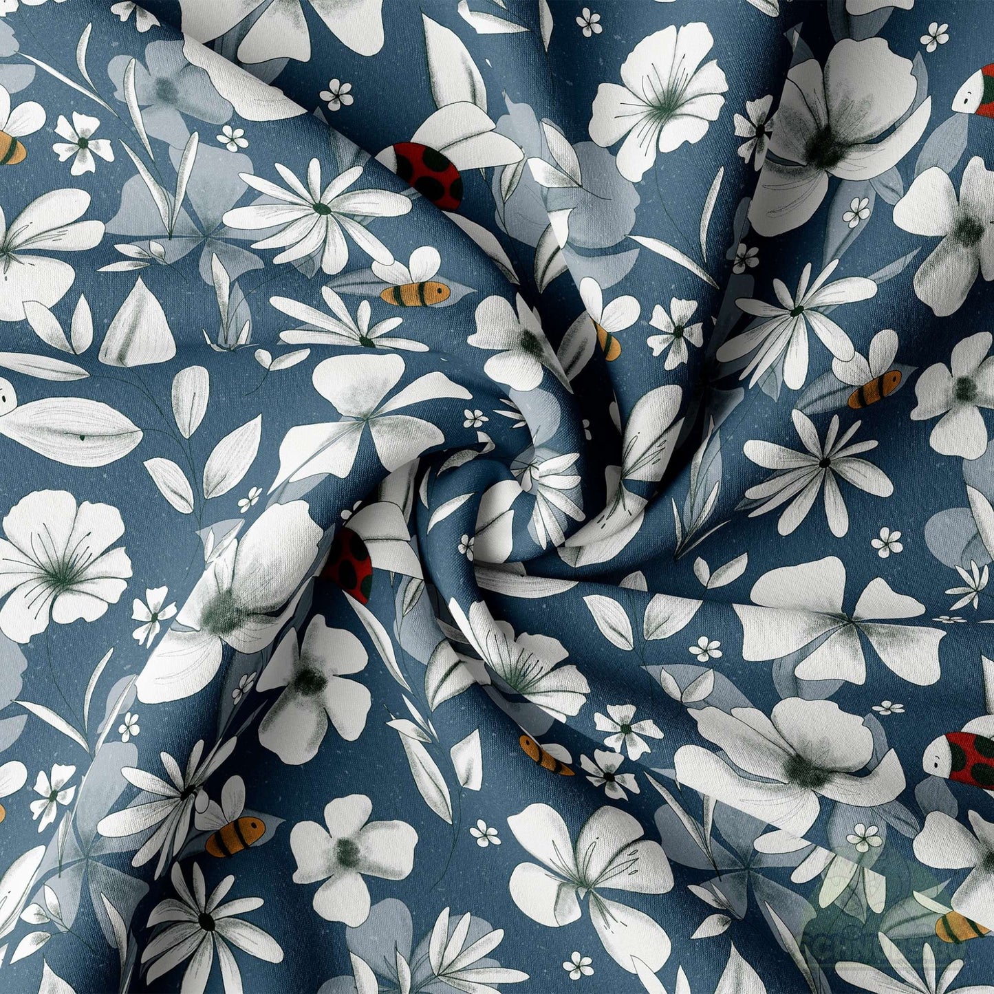 Vorbestellung Jersey Stoff „Spring Flowers blau“ | Schnubsibu OEKO-TEX® Standard 100