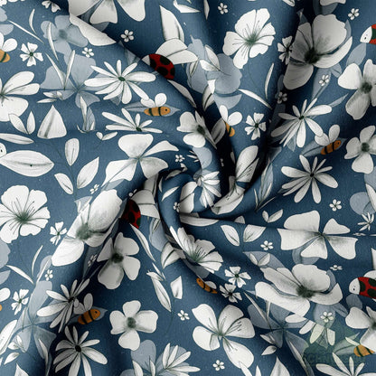 Vorbestellung Jersey Stoff „Spring Flowers blau“ | Schnubsibu OEKO-TEX® Standard 100