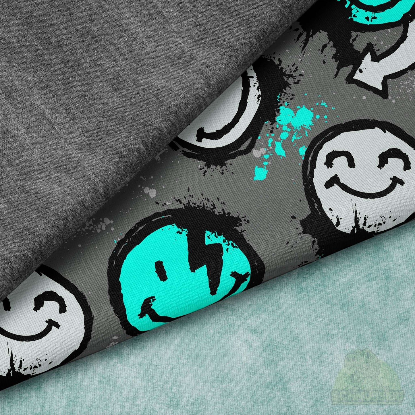 [VB 01.09.] Stoff Smile Scratch türkis