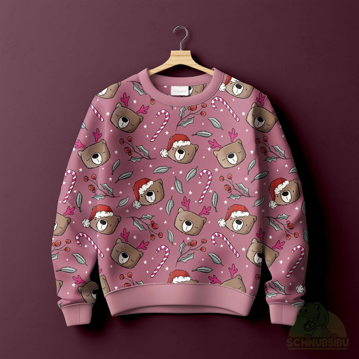 [VB 01.08.] Stoff Xmas Bär beere