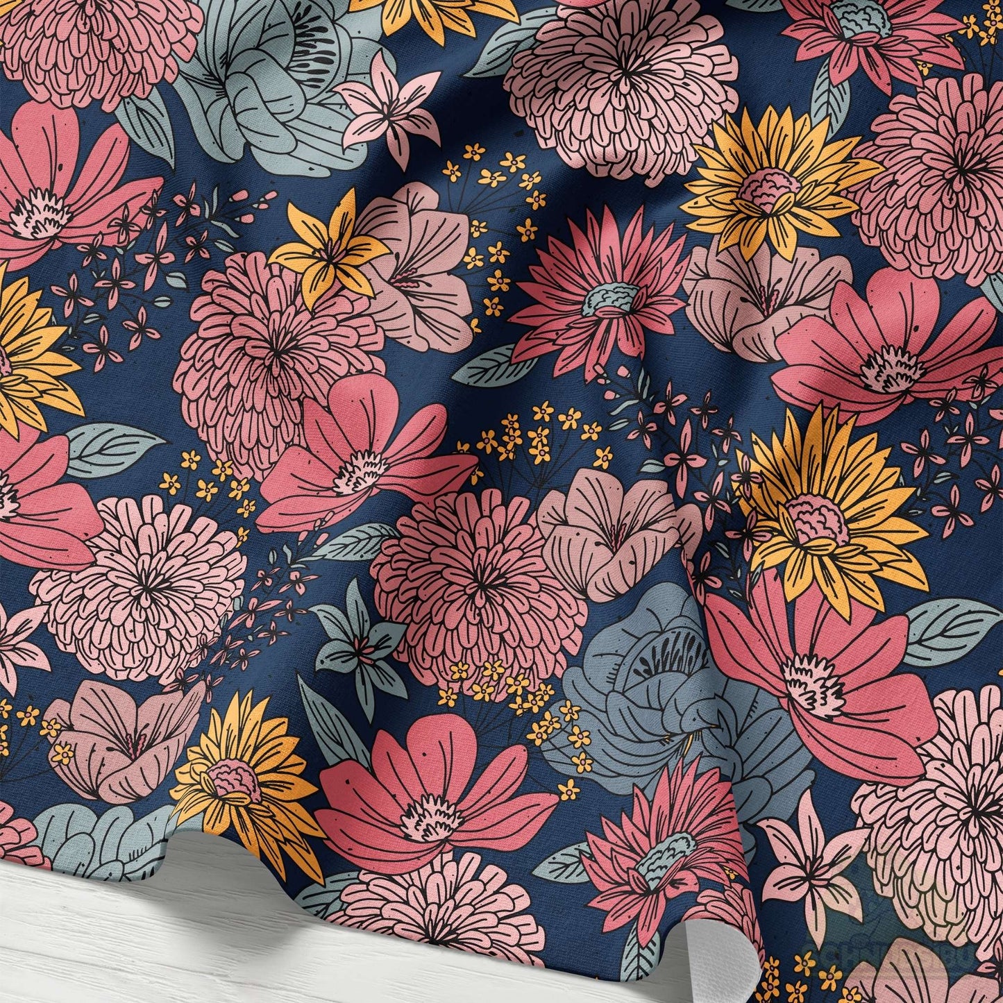 VB Stoff „Herbstblümchen dunkel“ - designt by Katzengold Designs | Schnubsibu OEKO-TEX® Standard 100