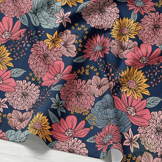 VB Stoff „Herbstblümchen dunkel“ - designt by Katzengold Designs | Schnubsibu OEKO-TEX® Standard 100