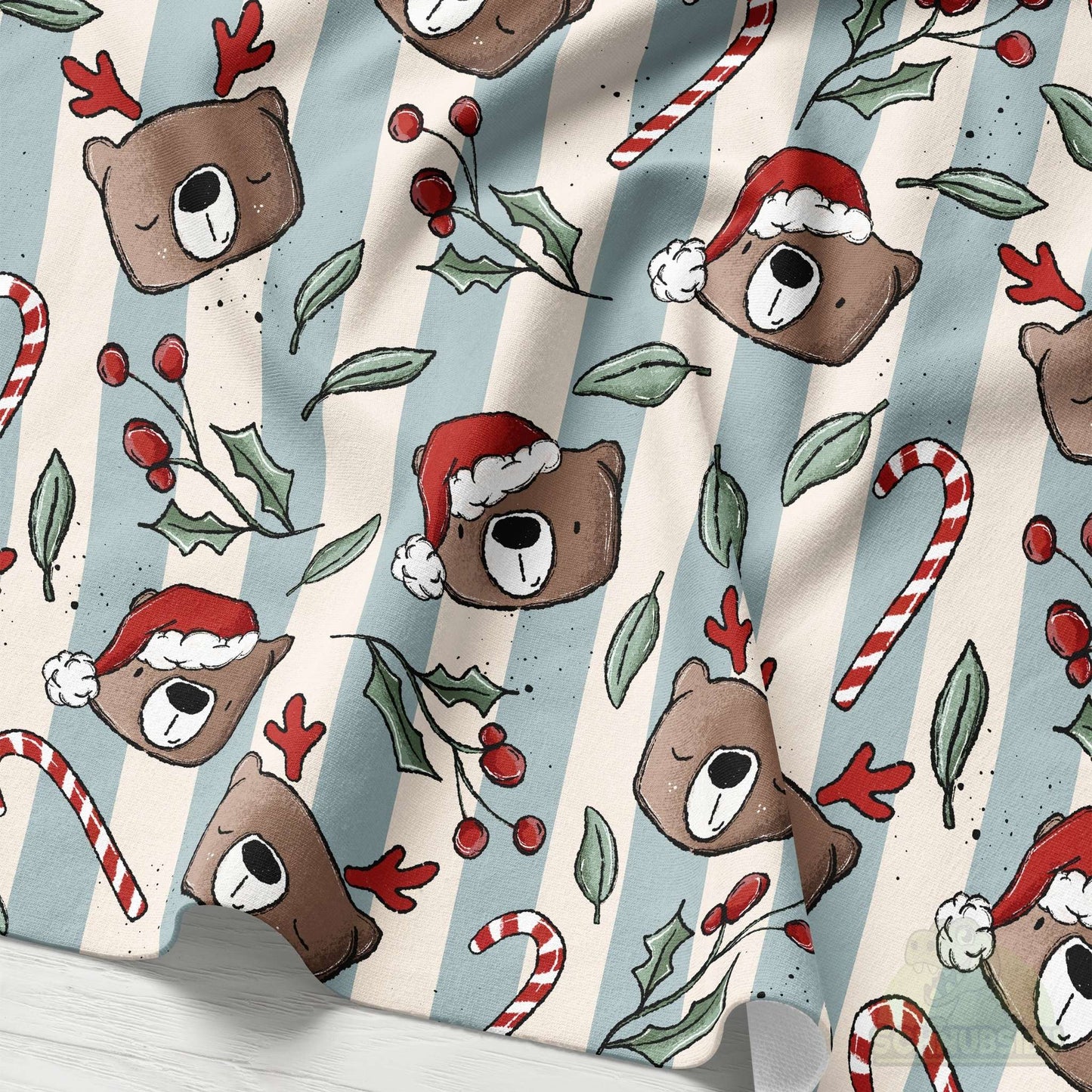 VB Stoff „Xmas Bär Streifen“ - designt by Katzengold Designs | Schnubsibu OEKO-TEX® Standard 100