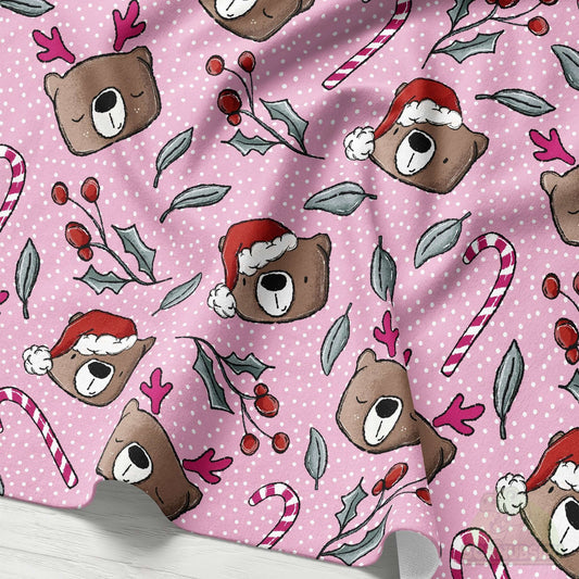 VB Stoff „Xmas Bär rosa“ - designt by Katzengold Designs | Schnubsibu OEKO-TEX® Standard 100