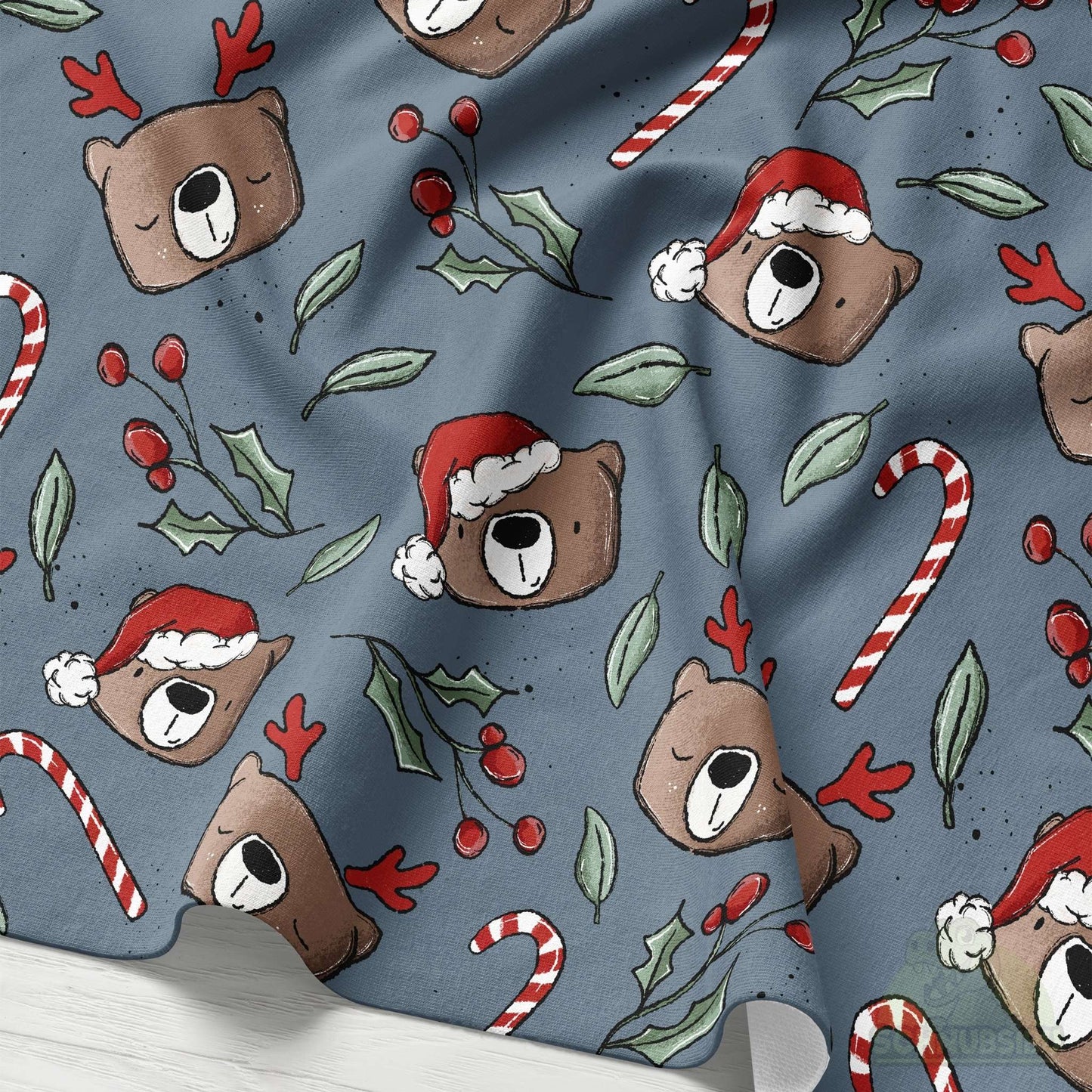 VB Stoff „Xmas Bär blau“ - designt by Katzengold Designs | Schnubsibu OEKO-TEX® Standard 100
