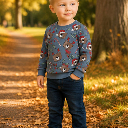 [VB 01.08.] Stoff Xmas Bär blau