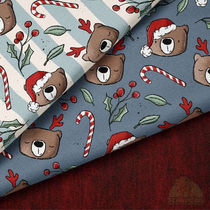 [VB 01.08.] Stoff Xmas Bär Streifen