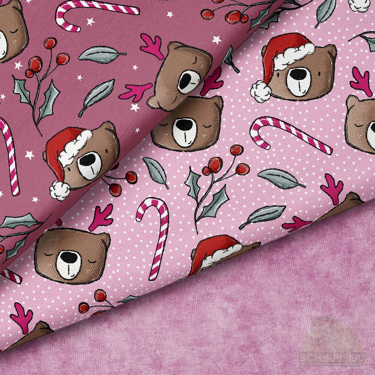 [VB 01.08.] Stoff Xmas Bär beere