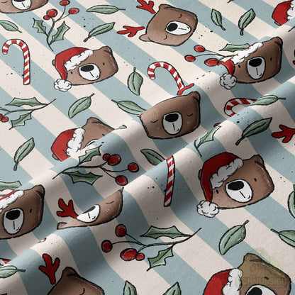 [VB 01.08.] Stoff Xmas Bär Streifen