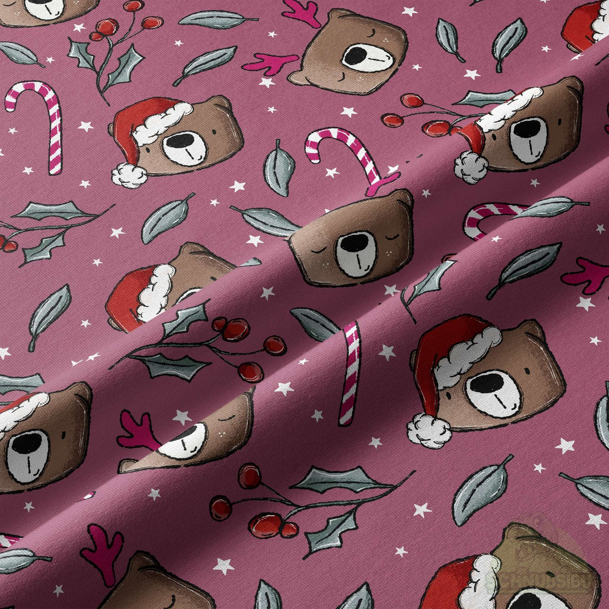 [VB 01.08.] Stoff Xmas Bär beere