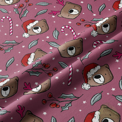 [VB 01.08.] Stoff Xmas Bär beere