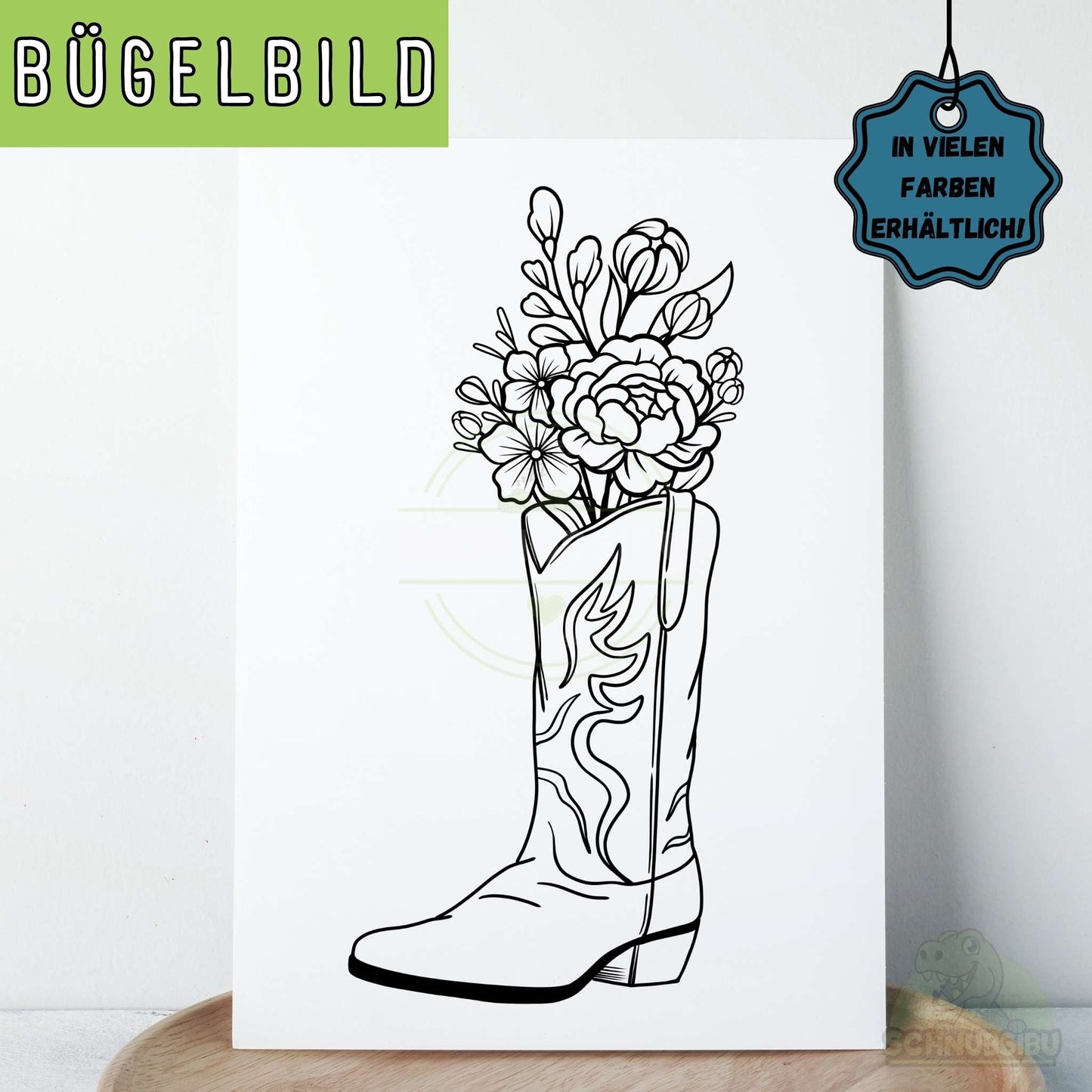 Bügelbild „Cowboystiefel Lines" – minimalistisches Design für deine DIY-Projekte | Schnubsibu