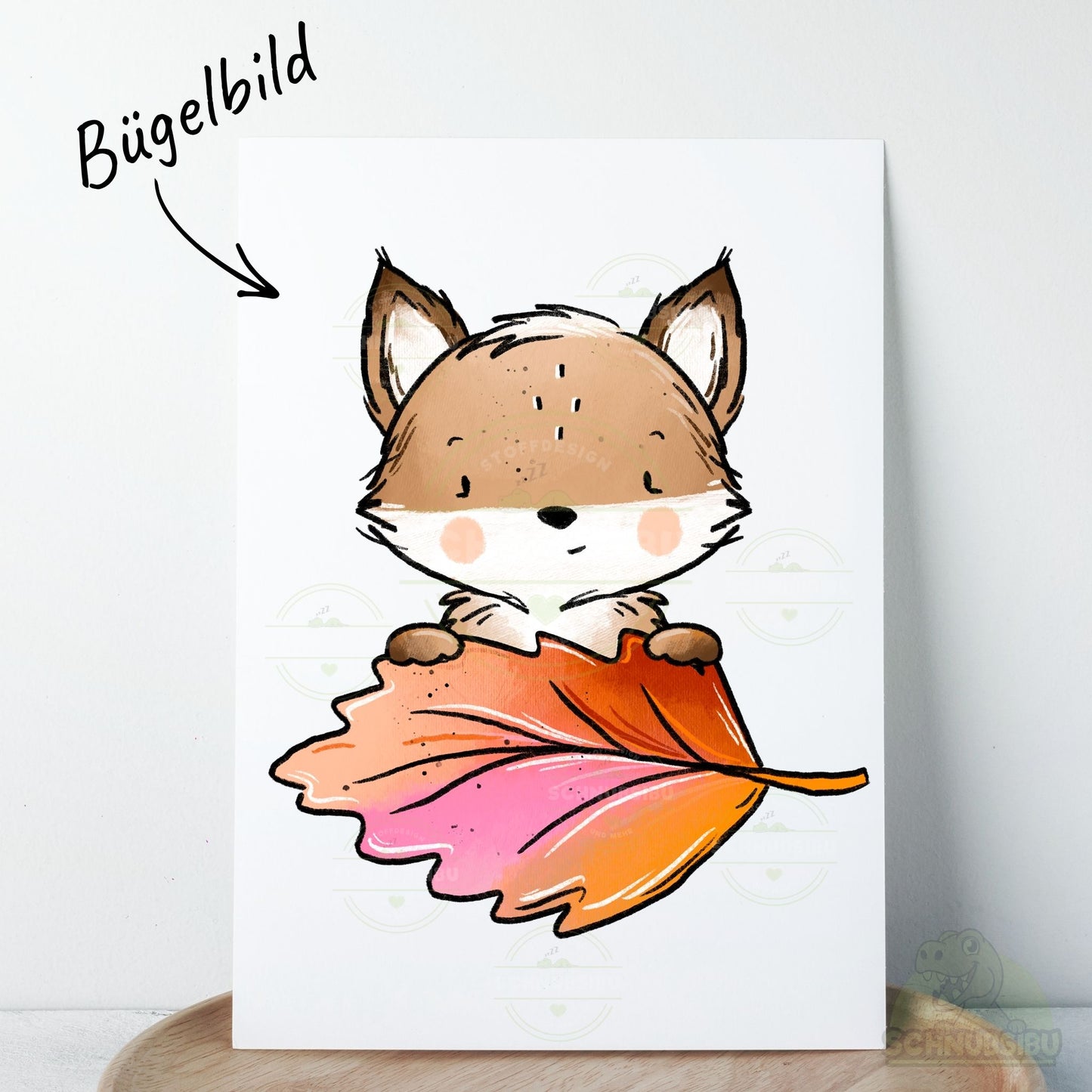 Bügelbild „Herbstfuchs mit Blatt" – süßes Motiv zum Verlieben | Schnubsibu