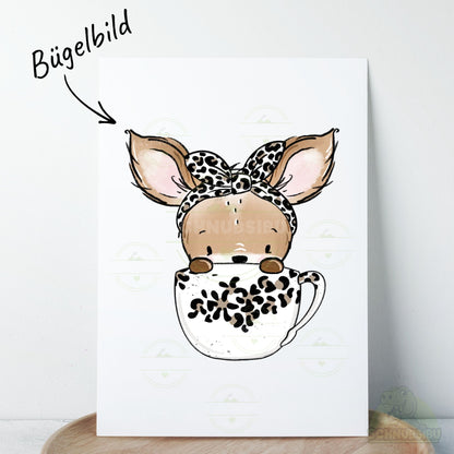 Bügelbild „Rehlina in Tasse" – süßes Motiv zum Verlieben | Schnubsibu