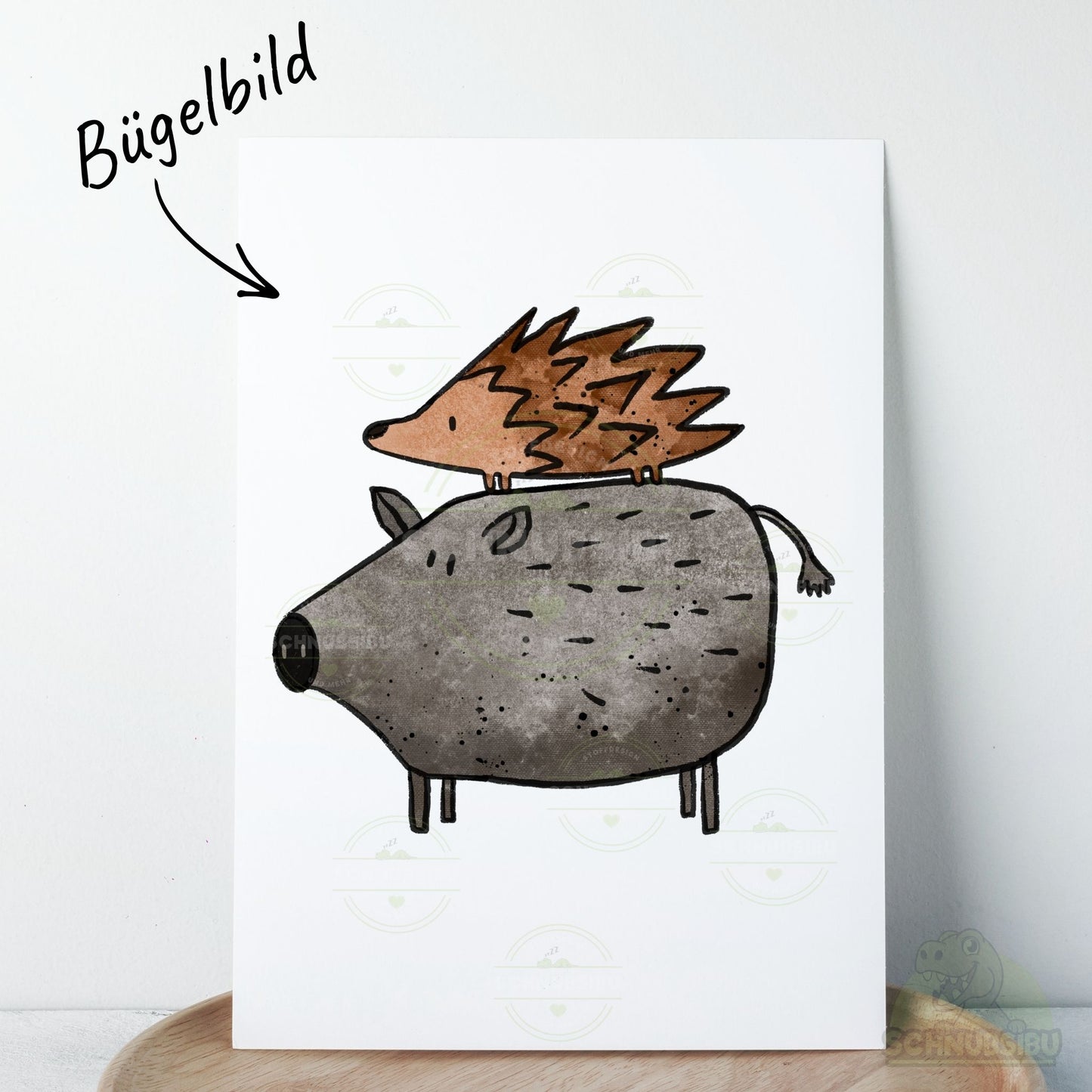 Bügelbild „Waldruf Wildschwein, Igel" – herbstliches Motiv zum Verlieben | Schnubsibu