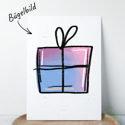 Bügelbild „Winterlies Geschenk lila" – winterliches Motiv zum Verlieben | Schnubsibu