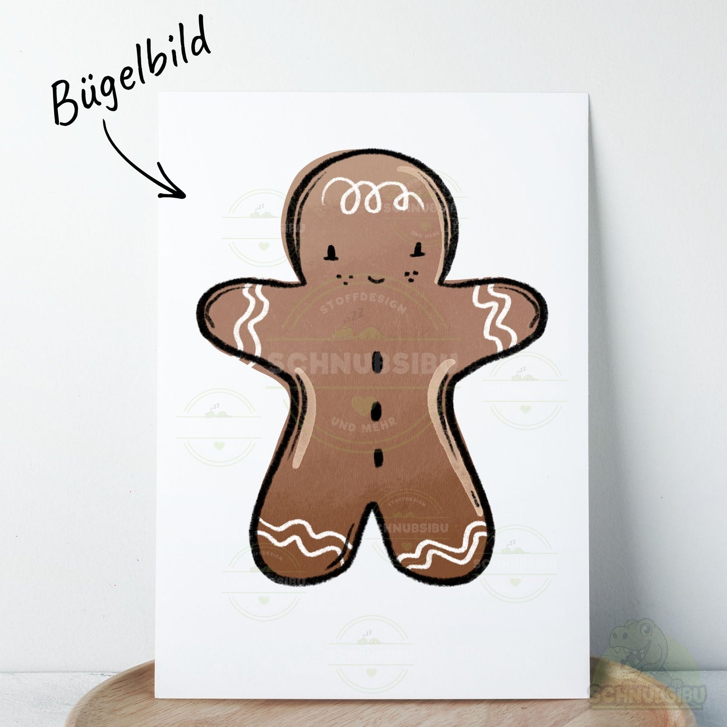 Bügelbild „Winterlies Lebkuchenmann dunkel" – winterliches Motiv zum Verlieben | Schnubsibu