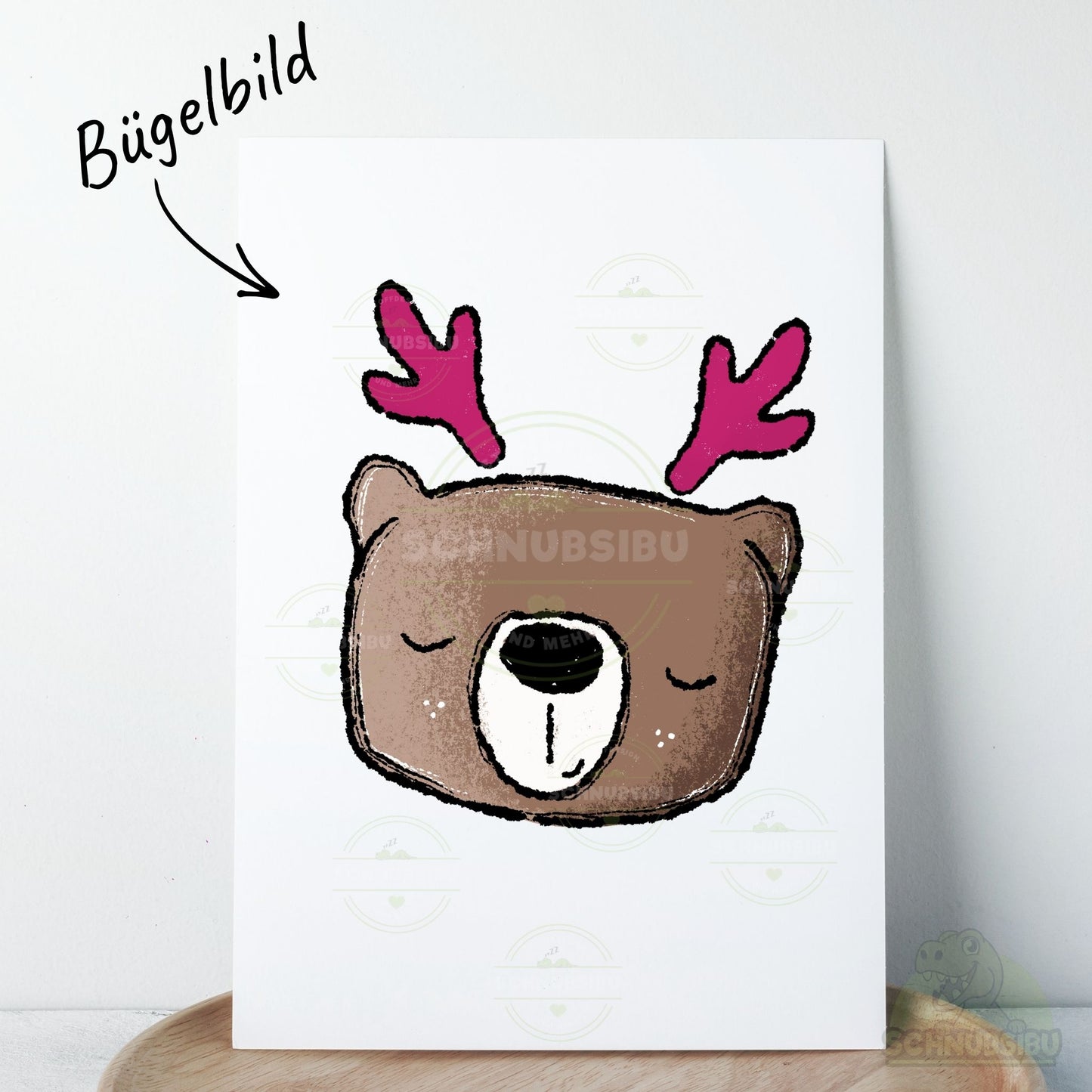 Bügelbild „X-Mas Bär mit Geweih beere" – Motiv zum Verlieben | Schnubsibu