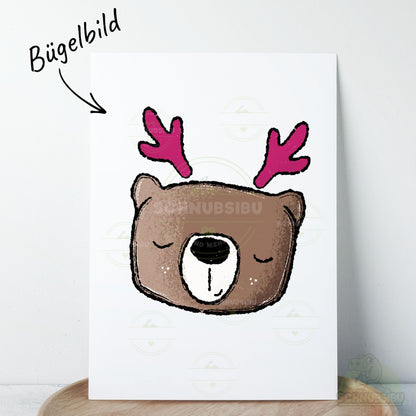 Bügelbild „X-Mas Bär mit Geweih beere" – Motiv zum Verlieben | Schnubsibu