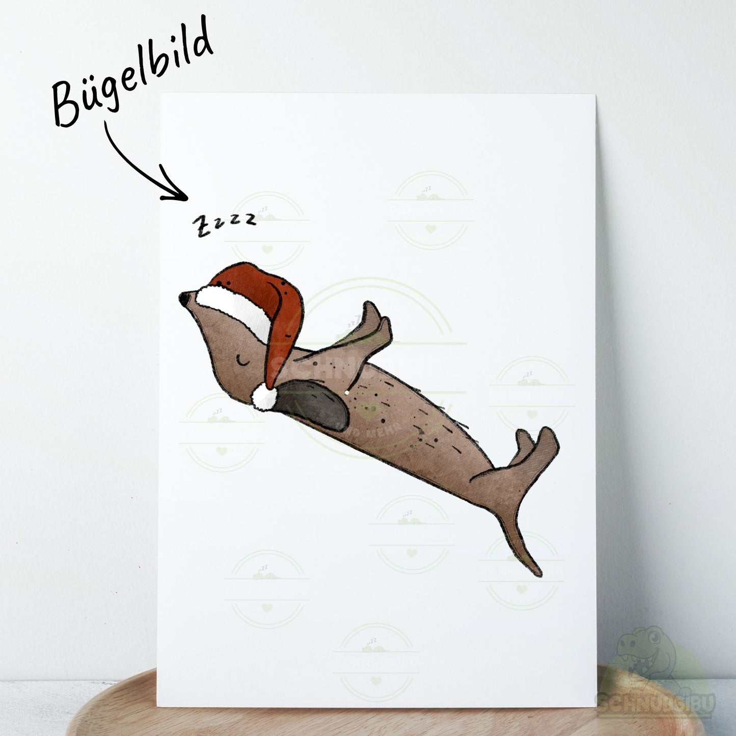 Bügelbild „X-Mas Dackel schlafend" – Motiv zum Verlieben | Schnubsibu
