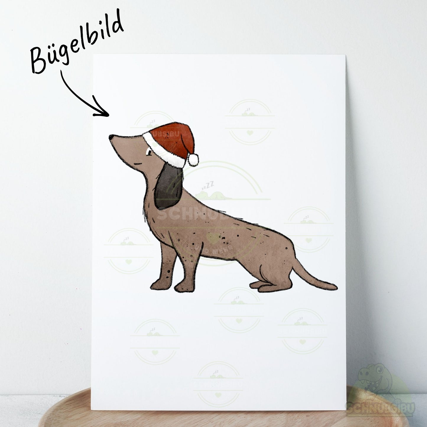 Bügelbild „X-Mas Dackel mit Mütze" – Motiv zum Verlieben | Schnubsibu