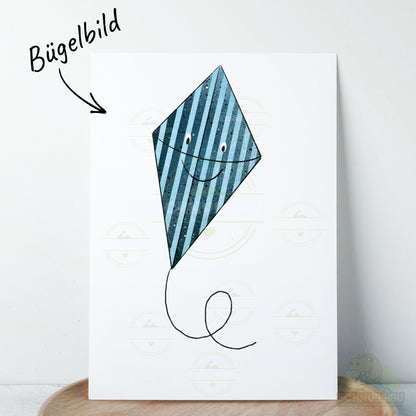 Bügelbild „Drachenparty - Drache gestreift blau" – Motiv zum Verlieben | Schnubsibu