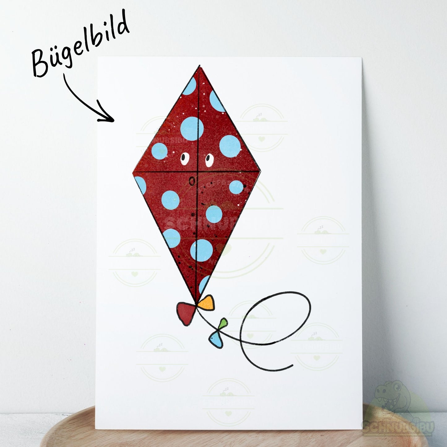 Bügelbild „Drachenparty - Drache rot mit blauen Punkten" – Motiv zum Verlieben | Schnubsibu