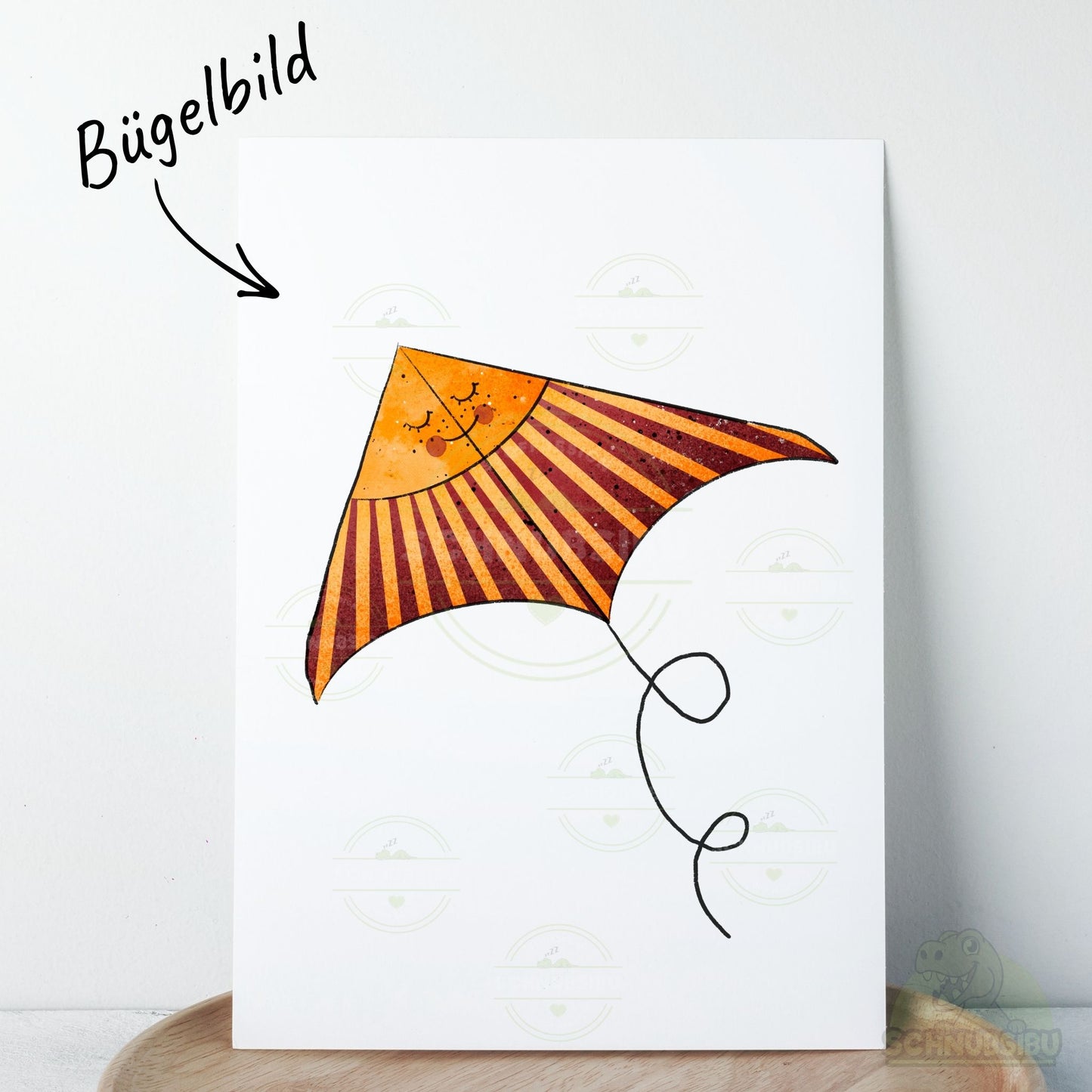 Bügelbild „Drachenparty - Drache orange mit roten Streifen" – Motiv zum Verlieben | Schnubsibu