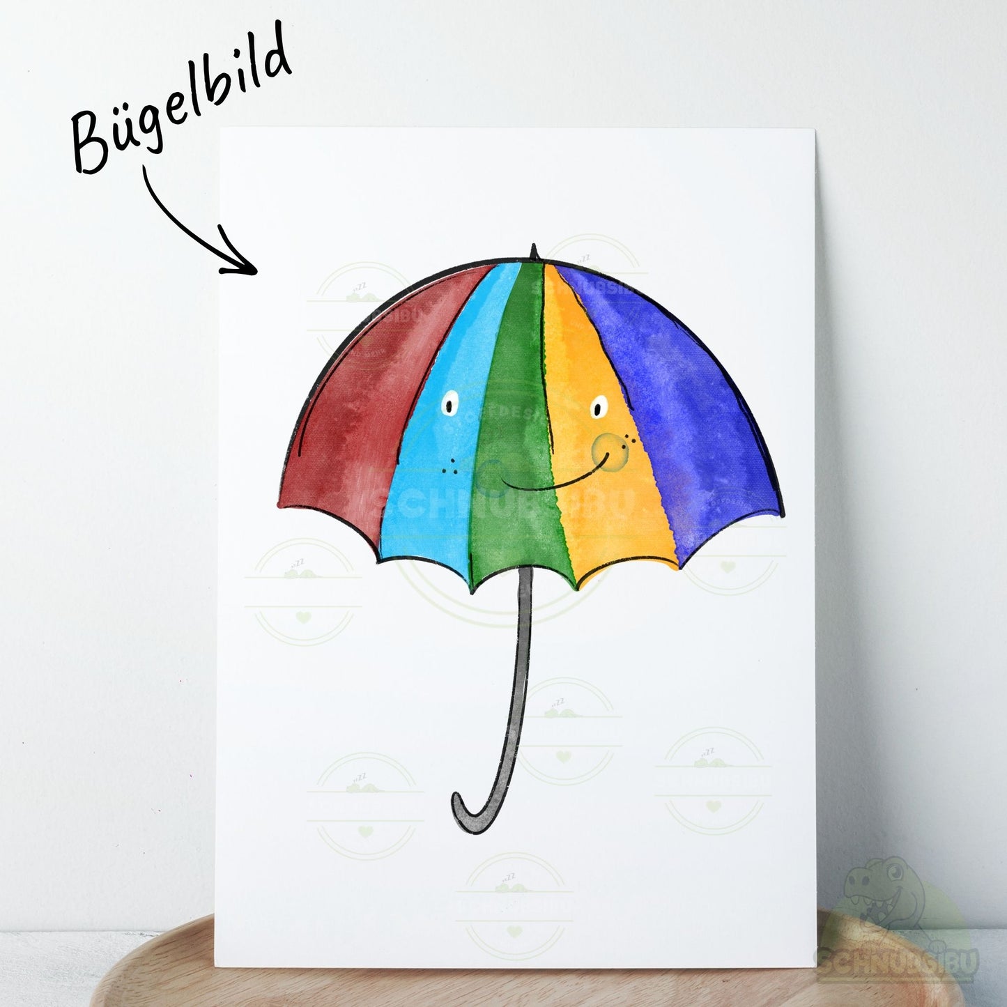 Bügelbild „Regensause - Regenschirm bunt" – Motiv zum Verlieben | Schnubsibu