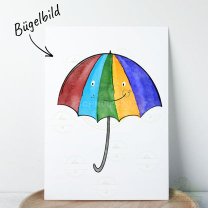 Bügelbild „Regensause - Regenschirm bunt" – Motiv zum Verlieben | Schnubsibu