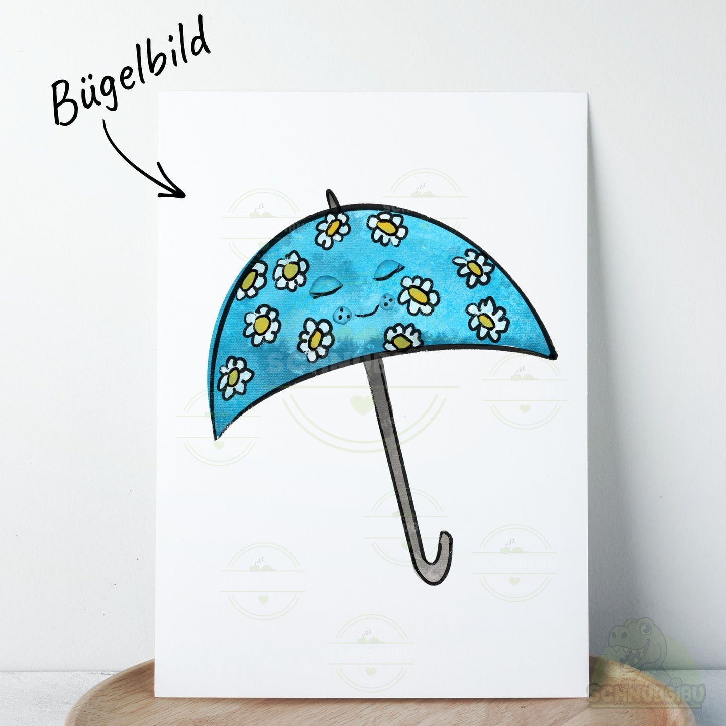 Bügelbild „Regensause - Regenschirm türkis" – Motiv zum Verlieben | Schnubsibu