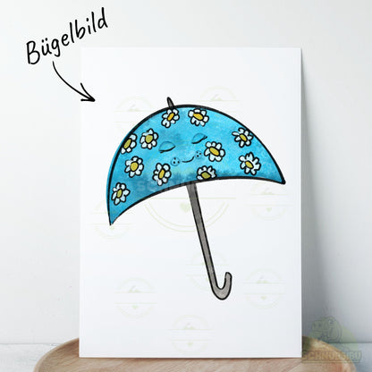 Bügelbild „Regensause - Regenschirm türkis" – Motiv zum Verlieben | Schnubsibu