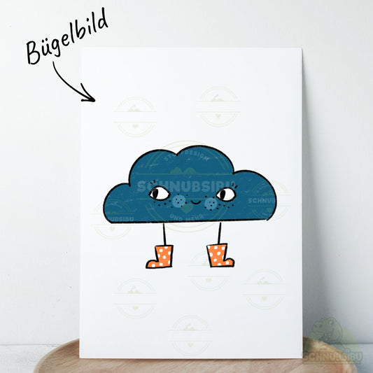 Bügelbild „Wolkig- Regenwolke dunkelblau" – Motiv zum Verlieben | Schnubsibu