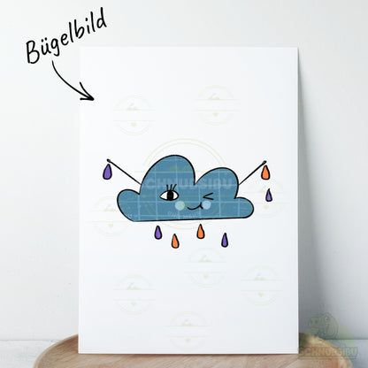 Bügelbild „Wolkig- Regenwolke hellblau" – Motiv zum Verlieben | Schnubsibu