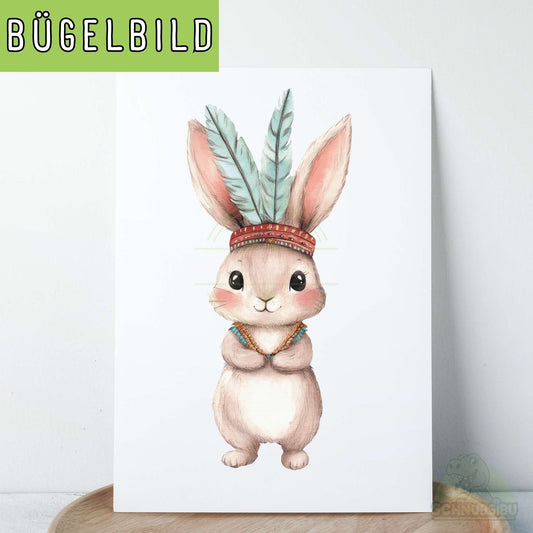Bügelbild „Boho Friends - Hase" – niedliche Tiere im Boho-Style | Schnubsibu