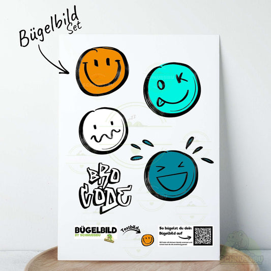 Bügelbild Set „Bro Code (A5 Bogen)" – cooles Motiv für dein DIY-Projekt | Schnubsibu