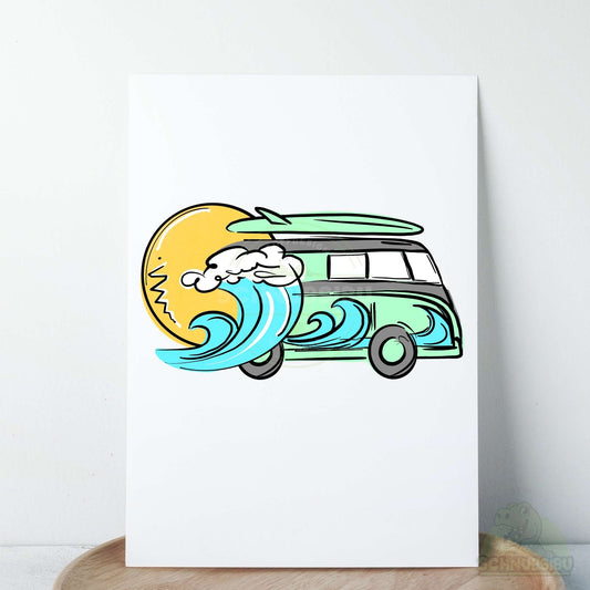 Bügelbild „Surfclub Bully türkis" – cooles Sommermotiv | Schnubsibu