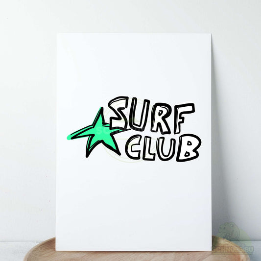 Bügelbild „Surfclub Schriftzug türkis" – cooles Sommermotiv | Schnubsibu