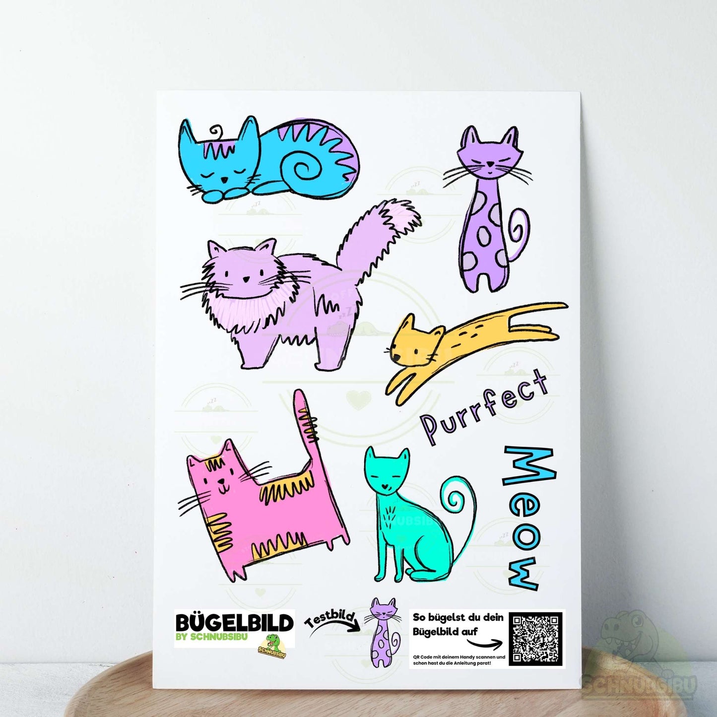 Bügelbild Set „Cat Scratch B (A5 Bogen)" – coole Katzenmotive für dein DIY-Projekt | Schnubsibu
