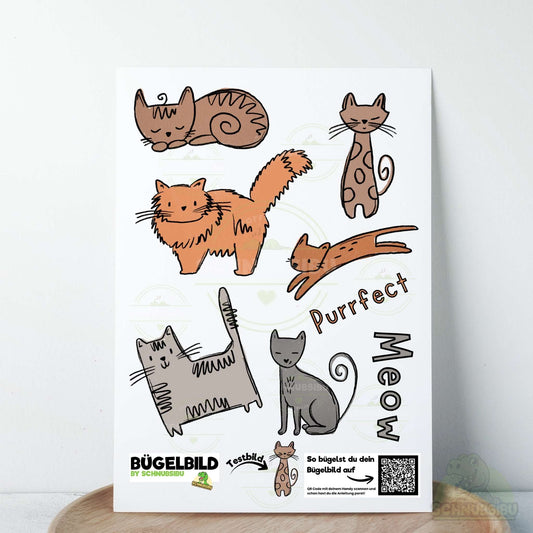 Bügelbild Set „Cat Scratch A (A5 Bogen)" – coole Katzenmotive für dein DIY-Projekt | Schnubsibu