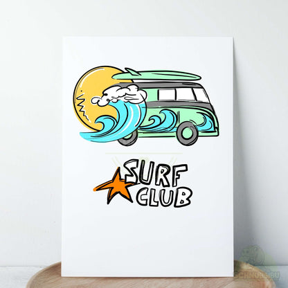 Bügelbild „Surfclub Bully mit Schriftzug türkis" – cooles Sommermotiv | Schnubsibu