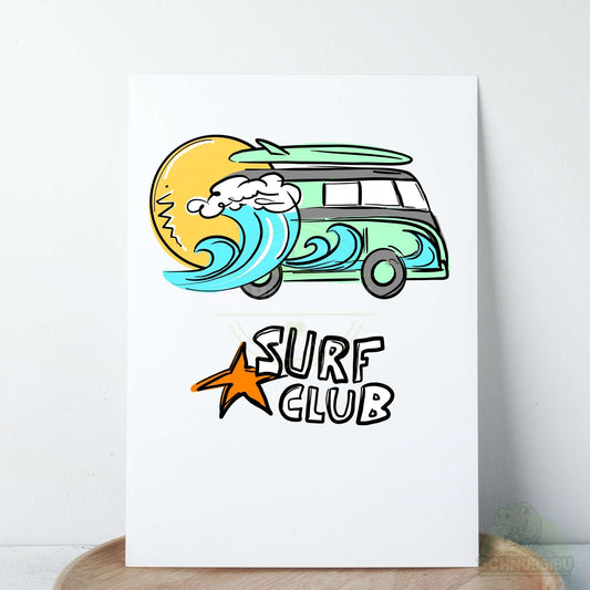Bügelbild „Surfclub Bully mit Schriftzug türkis" – cooles Sommermotiv | Schnubsibu