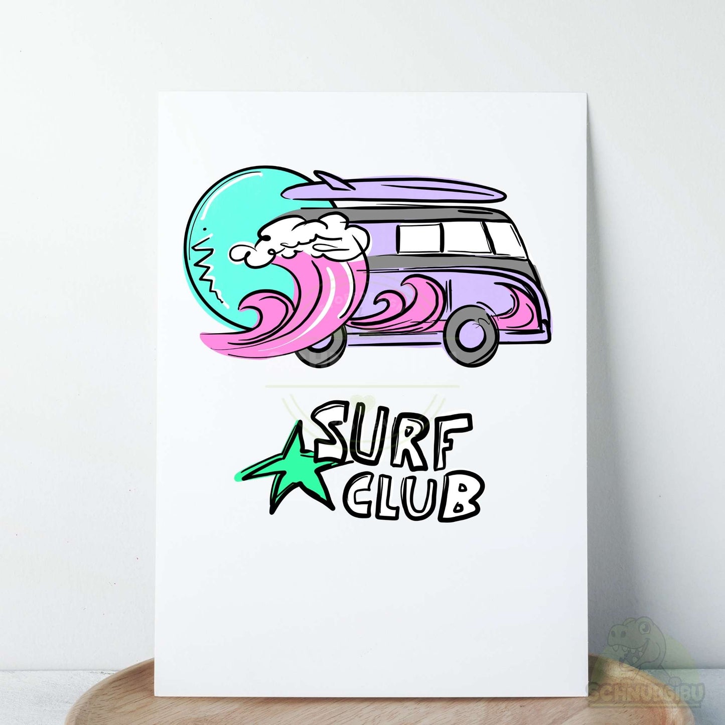 Bügelbild „Surfclub Bully mit Schriftzug lila" – cooles Sommermotiv | Schnubsibu