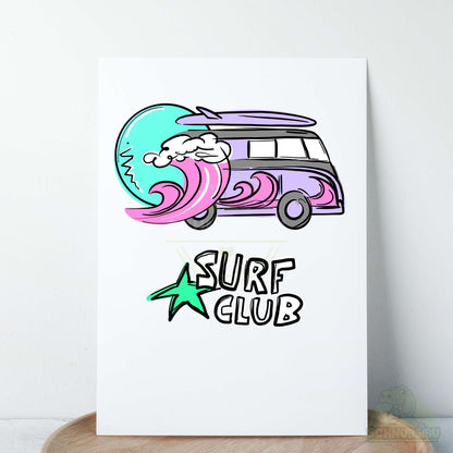 Bügelbild „Surfclub Bully mit Schriftzug lila" – cooles Sommermotiv | Schnubsibu