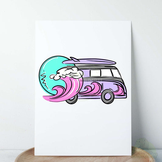 Bügelbild „Surfclub Bully lila" – cooles Sommermotiv | Schnubsibu