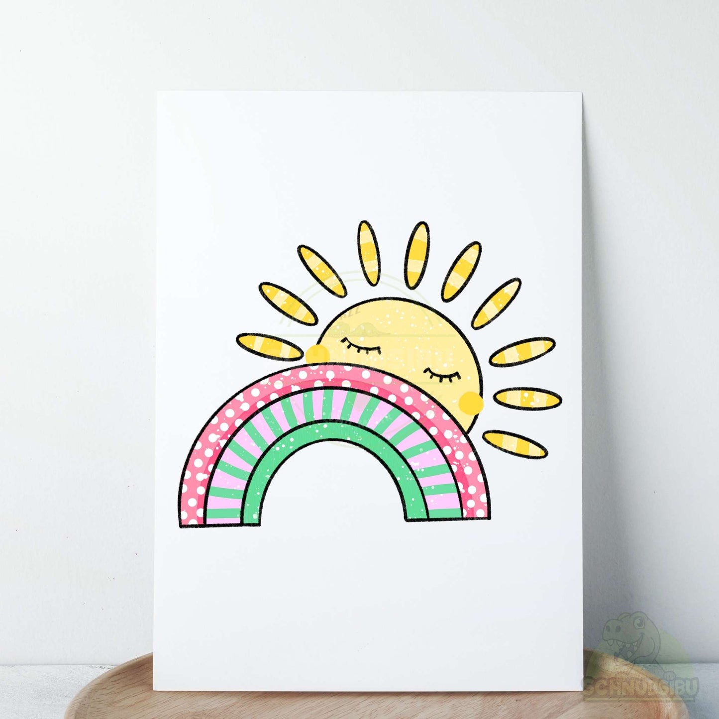 Bügelbild „Bunter Tag Sonne und Regenbogen" – süßes Sommermotiv | Schnubsibu