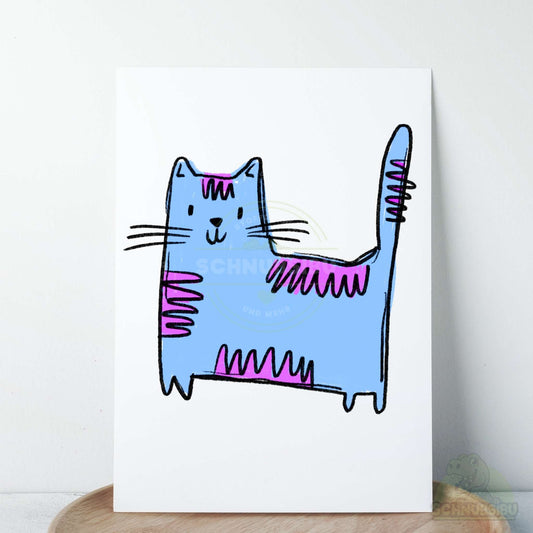 Bügelbild „Cat Scratch lila-blau" – süßes Katzenmotiv | Schnubsibu